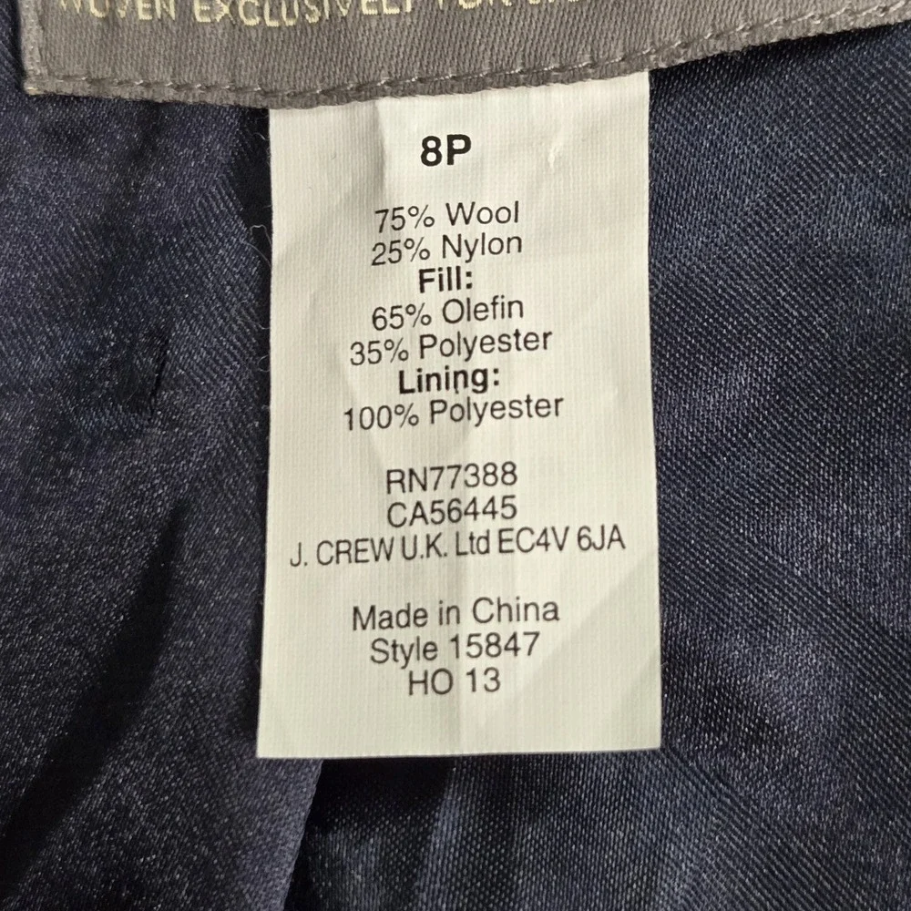 J Crew Women Jacket 8P Navy Wool Blend Double Cloth Style Peacoat‎ - Picture 3 of 10